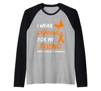 Kidney Cancer I Wear Orange For My Friend Ribbon Camiseta Manga Raglan