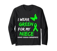 Kidney Disease I Wear Green For My Niece Ribbon Manga Larga