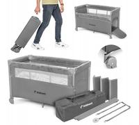 kidnort Naste - Cuna de viaje 3 en 1 para bebé, 120 x 60 cm, parque y cama adicional de hasta 15 kg, plegable y ligera, incluye colchón cómodo, entrada lateral, correas de fijación, bolsa de