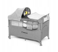 Kidnort Stugan - Cuna de viaje plegable, parque infantil, cambiador y colchón (gris claro)