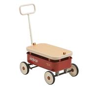 kidpop PULA-Wild - Carrito de Mano para niños 3 en 1, 2,5-8 años, Cubierta de Madera Desmontable y Manillar Ajustable, Regalos de cumpleaños Peso máximo 16 kg,Rojo