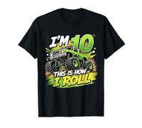 Kids 10th Birthday Monster Truck 10 Yrs Old Boy Theme Party Camiseta