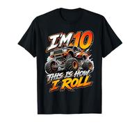 Kids 10th Birthday Monster Truck 10 Yrs Old Boy Theme Party Camiseta