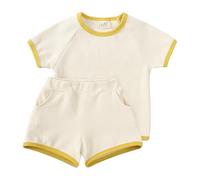 Kids 2026 Summer Sets Toddler Boy Girl Outfits Korean Style Short Sleeve T-Shirt Shorts 2 Piece Sets Baby Clothes 9M 7Y (White, 3-4 Years)