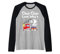 Kids 2nd Birthday Boy Carter Choo Choo Train 2 Year Old Camiseta Manga Raglan