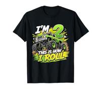 Kids 2nd Birthday Monster Truck 2 Yrs Old Boy Theme Party Camiseta