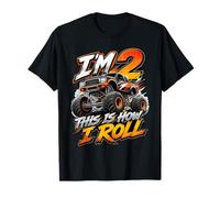 Kids 2nd Birthday Monster Truck 2 Yrs Old Boy Theme Party Camiseta