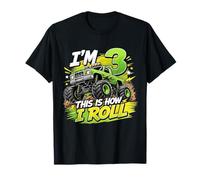 Kids 3rd Birthday Monster Truck 3 Yrs Old Boy Theme Party Camiseta