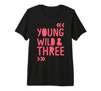 Kids 3rd Birthday Young Wild and Three Girls Camiseta Premium