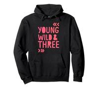Kids 3rd Birthday Young Wild and Three Girls Sudadera con Capucha