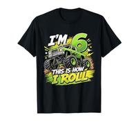 Kids 6th Birthday Monster Truck 6 Yrs Old Boy Theme Party Camiseta