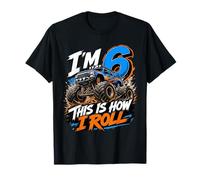 Kids 6th Birthday Monster Truck 6 Yrs Old Boy Theme Party Camiseta