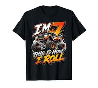 Kids 7th Birthday Monster Truck 7 Yrs Old Boy Theme Party Camiseta