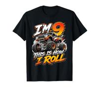 Kids 9th Birthday Monster Truck 9 Yrs Old Boy Theme Party Camiseta