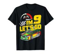 Kids 9th Birthday Racing Car Gifts 9 Year Old Boys Party Camiseta