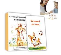 Kids Affirmation Cards, 32 German Positive Affirmation Flash Cards, Empowering Quotes, Educational Toys, Animal Theme, 4.72x3.15x0.04 Inch, Ideal for Meditation, Self-Esteem Boost