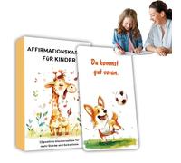 Kids Affirmation Cards in German | 32 Positive Mindfulness Flash Cards for Children with Animal Theme | Empowering Confidence Quotes, Educational Emotional Learning Tool for Meditation, Motivation, Th