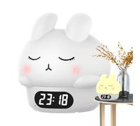 Kids Alarm Clock Rabbit - Entrenamiento del sueño Despierta la luz con el modo nocturno, un bonito sensor de tacto conejo, lámpara de mesita de noche recargable para la habitación de los más pequeños