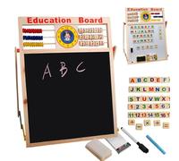 Kids Art Easel - Pizarra Magnética Borrable, Panel De Escritura De Doble Cara | Tablero De Borrado En Seco Con Abacus, Soporte De Tipo Neumático De Arte De Madera De Arte De Pie