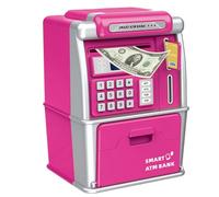 Kids Bank - Función de reconocimiento de monedas, juguete bancario protegido por contraseña | Máquina ATM electrónica con ranura de factura automática, juguete de ahorro de dinero interactivo penda