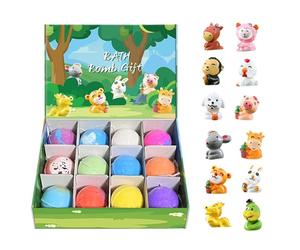 Kids Bath Ball - Natural Salt Set, Land Sea with Toys, Handmade Organic, Gentle Formula, Skin Care for Children Enjoying Relaxing Bath Time Fun Sensory Play and Safe Cleaning During Birthday Holiday