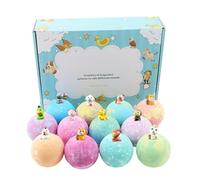 Kids Bath Balls - 12 Pieces Animal Theme Shower Set | Fun Bathing Product With Surprise Toys, Gentle Skin Safe Foam Experience, Colorful Water Play Activity Entertainment For Boys Girls Birthday Holid