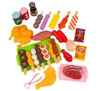 Kids Bbq Grill, Barbecue Set, Light Effects Cooking Sounds Pretend Flames Durable Easy Assembly Portable Design Multiple Accessories Kid-Friendly, Kitchen Toy for Boys, Girls, Kids
