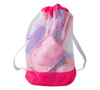 Kids Beach Toys, Travel Sand Toys Set with Foldable Bucket, Mesh Bag, Molds, Rake, Shovel; 24x40cm/9.45x15.75 Inches, Ideal for Summer Playtime for Boys and Girls at The Beach