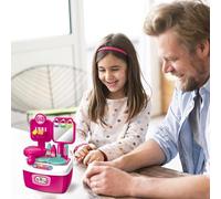 Kids Beauty Salon Set - 25 cm Pretend Play Hair Stylist | Princess Dress Up Toy With Hair Dryer Mirror Comb And Rings, Safe Creative Makeup Kit For Girls Party Games And Imaginative Role Play