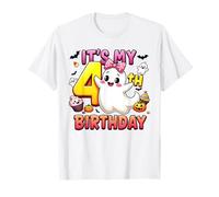Kids Boo It's My 4th Birthday Girl Cute Ghost Halloween Camiseta