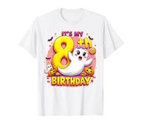 Kids Boo It's My 8th Birthday Girl Cute Ghost Halloween Camiseta