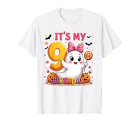Kids Boo It's My 9th Birthday Girl Cute Ghost Halloween Camiseta