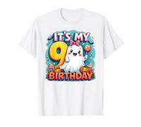 Kids Boo It's My 9th Birthday Girl Cute Ghost Halloween Camiseta