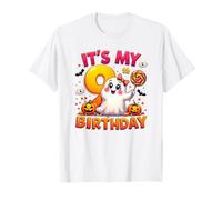 Kids Boo It's My 9th Birthday Girl Cute Ghost Halloween Camiseta