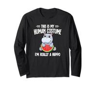 Kids Boys Girls This Is My Human Costume Really A Hippo Manga Larga