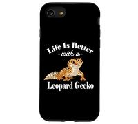 Kids Boys Reptile Happy Life Is Better Leopard Gecko Lover Carcasa para iPhone SE (2020) / 7 / 8