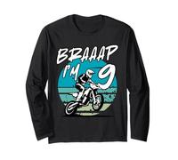 Kids Braaap Im 9 Dirt Bike 9th Birthday Bday Motocross Boys Manga Larga
