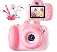 Kids Camera, 48MP Digital Dual Camera Kids Toys for Boys/Girls 3-12 Years Old, Kid Selfie Camera with 2.0 Zoll IPS Screen, 32GB SD Card, 1080P HD Video Cameras for Toddler Birthday Gifts (Pink)