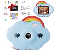 Kids Camera, (Blue)1080P HD/40MP Rechargeable Kids Digital Camera, 2.4 Inch Kids Camera, 32G SD Card, USB, Sticker, Kids Gifts 3-12 Years Old