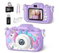 Kids Camera Toys Purple Unicorn for Girls Boys Gift Children Digital Camera 1080P HD 2inch Screen with 32GB SD Card Game Player