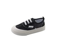 Kids Canvas Shoes Unisex Boys Girls School Trainers Children's Black/White Lace Up School PE Pumps Plimsolls Breathable Walking Running Gym Sports Trainers