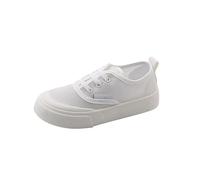 Kids Canvas Shoes Unisex Boys Girls School Trainers Children's Black/White Lace Up School PE Pumps Plimsolls Breathable Walking Running Gym Sports Trainers