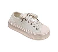 Kids Canvas Shoes Unisex Children School Trainers Boys Girls Black White Lace Up School PE Pumps Plimsolls Breathable Walking Running Gym Sports Trainers