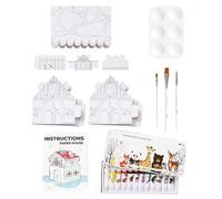 Kids Cardboard Playhouse, Painting House, Creative Coloring Toy, Hand-Painted Craft, Foldable Design, Indoor & Outdoor, Arts and Crafts House Kit, 12 Inches