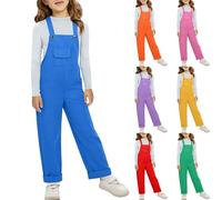 Kids Casual Baggy Overalls Girls Sleeveless Straight Wide Leg Dungarees Children Relaxed Fit Adjustable Strap Jumpsuits Fashion Trousers Spring Summer Clothes