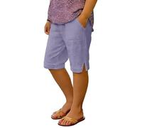 Kids Children Daily Elastic Waist Pockets Straight Solid Color Casual Shorts Pants Little Shorts Womens (Purple, 4-5 Years).