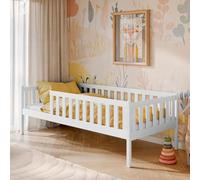 Kids Collective Cama Infantil con barandilla de Seguridad, somier | Segura y Estable | Otros tamaños: 80x160, 80x180, 90x200 cm | 90x190 cm de 4 a 13 años, Color Blanco