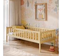 Kids Collective Cama Infantil con protección anticaídas, somier | Segura y Estable | Otros tamaños: 80x180, 90x190, 90x200 cm | 80x160 cm de 3 a 10 años, Color Natural