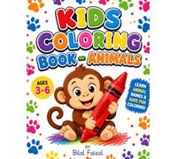 Kids Coloring Book - Cute Animals: Learn Animal Names While Coloring - 24 Fun Animal Coloring Pages for Kids Ages 3-6