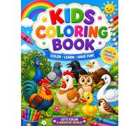kids colouring book: Fun and Easy Animal Coloring Pages for Kids Ages 3-7 | Cute Farm Animals, Wild Animals, Birds, and Jungle Creatures for Early Learning and Creativity